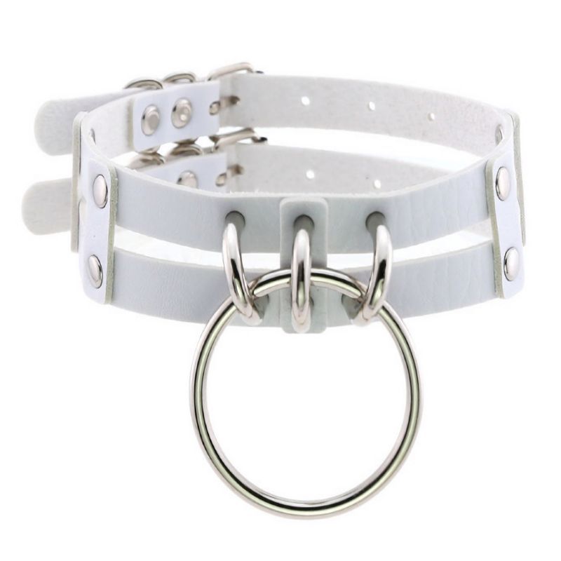 "Unusual" Necklace White Leather Chokers Vintage Gothic