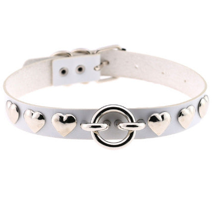 "Unusual" Necklace White Leather Chokers Vintage Gothic