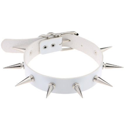 "Unusual" Necklace White Leather Chokers Vintage Gothic