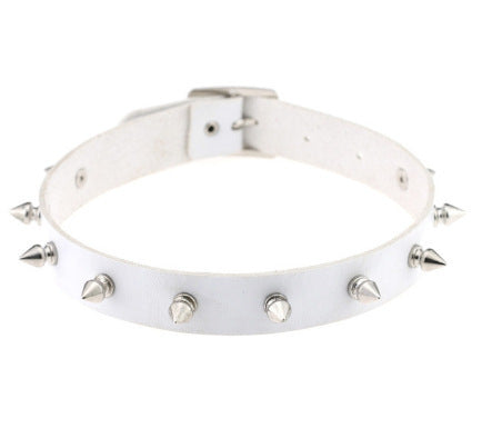 "Unusual" Necklace White Leather Chokers Vintage Gothic