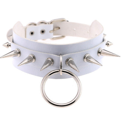 "Unusual" Necklace White Leather Chokers Vintage Gothic