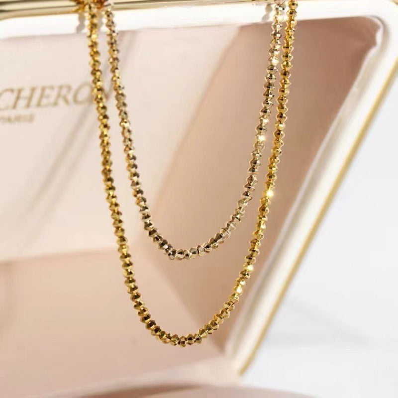 18K Gold Bungee Bead Wave Necklace