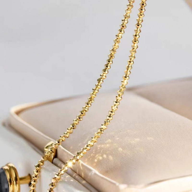 18K Gold Bungee Bead Wave Necklace