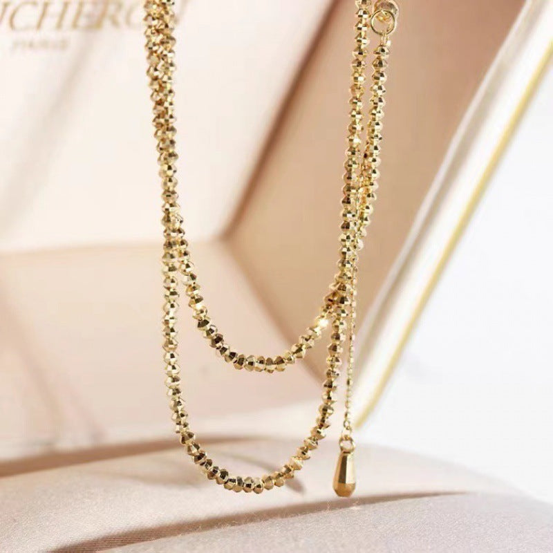 18K Gold Bungee Bead Wave Necklace