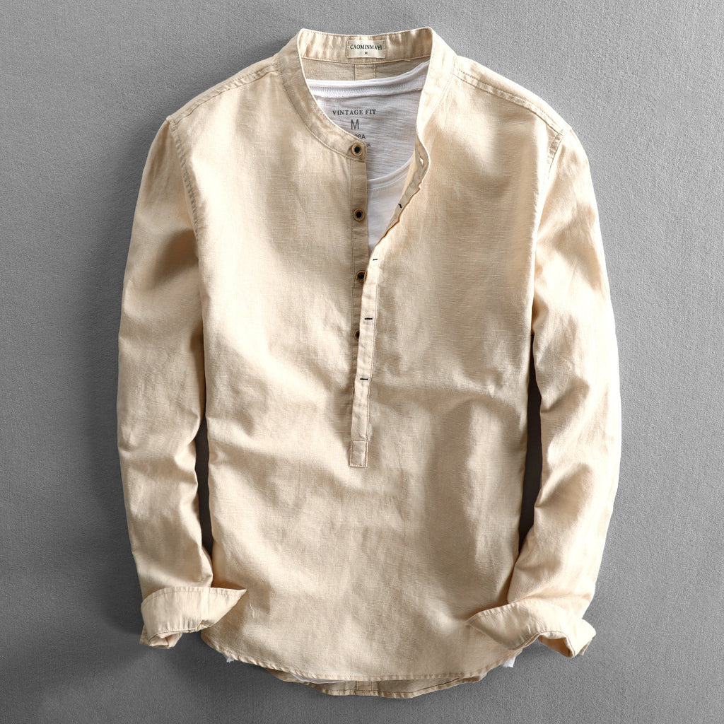 Simple Long Linen Sleeves Shirt