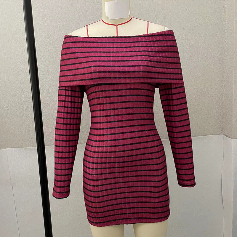 Striped Off-Shoulder Dress