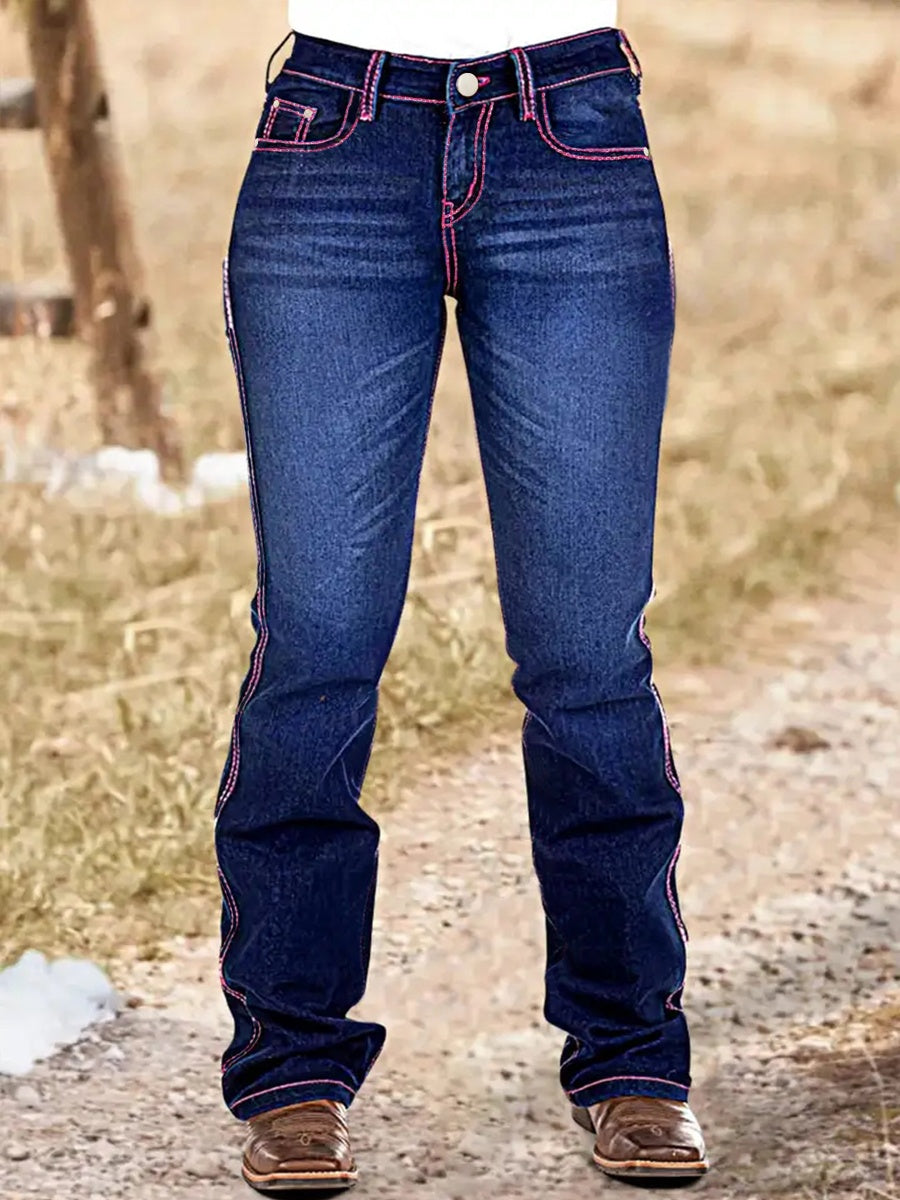 Western Bootcut Jeans With Horse Embroidery