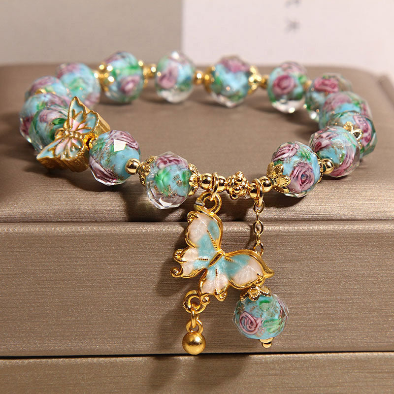 Floral Glaze Butterfly Earrings – Japanese & Korean Style