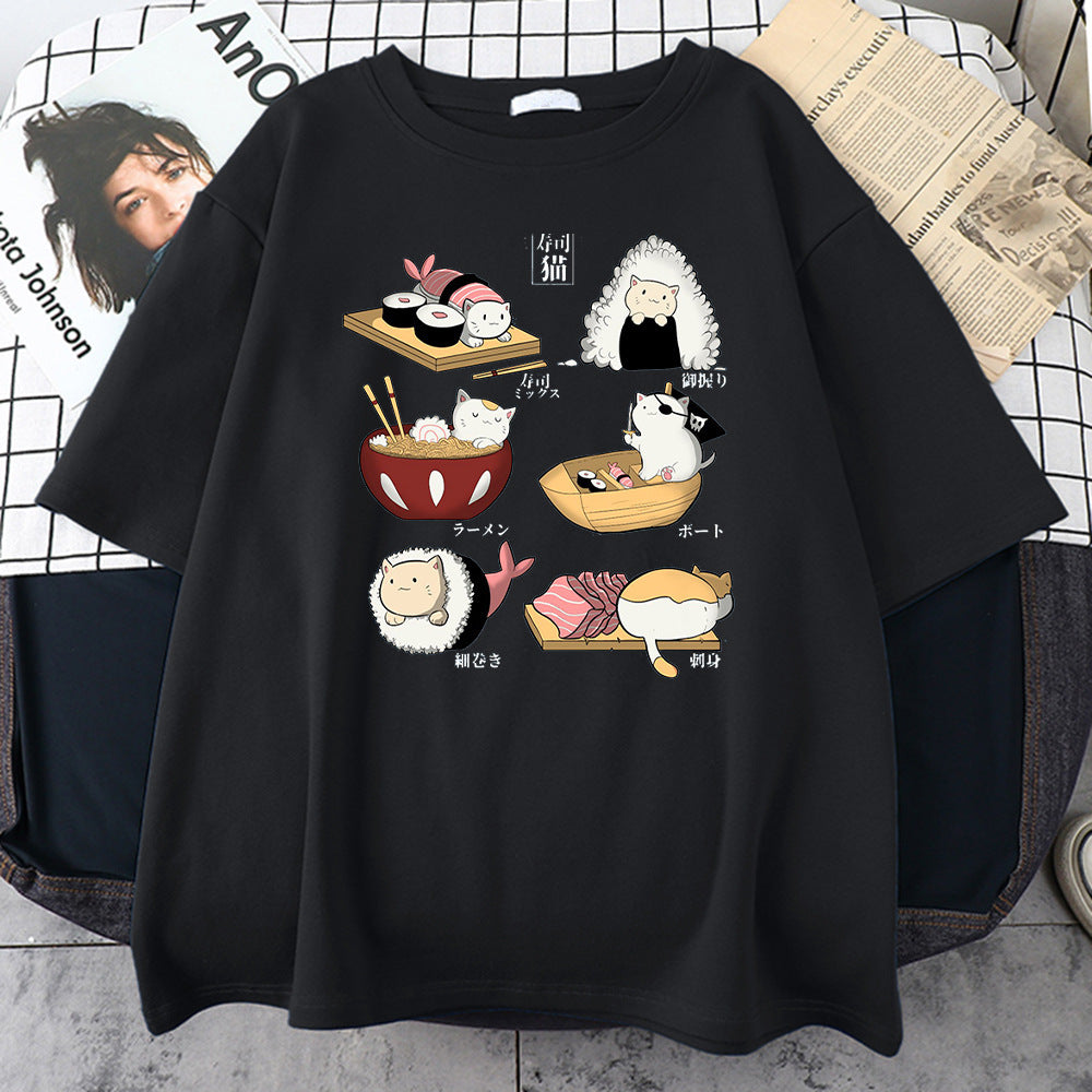 Cute Cat Sushi Short Sleeve