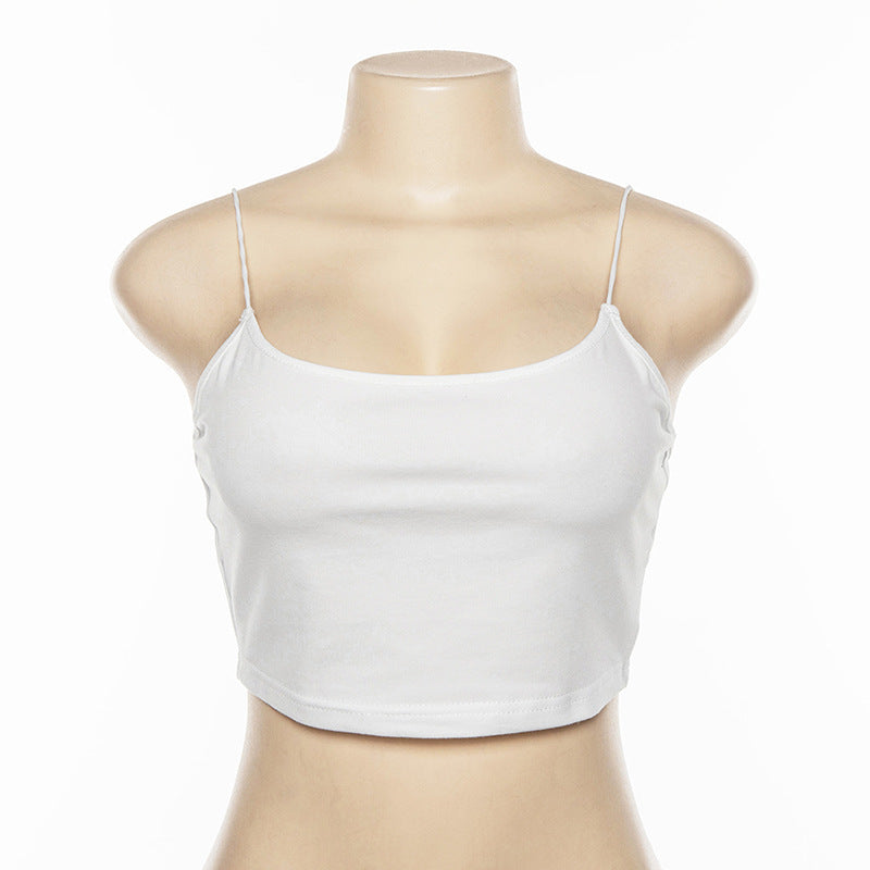 Chic One-Shoulder Sling Crop Vest – Slim Fit