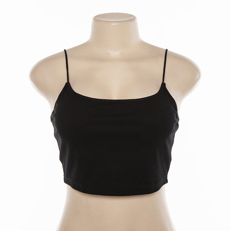 Chic One-Shoulder Sling Crop Vest – Slim Fit