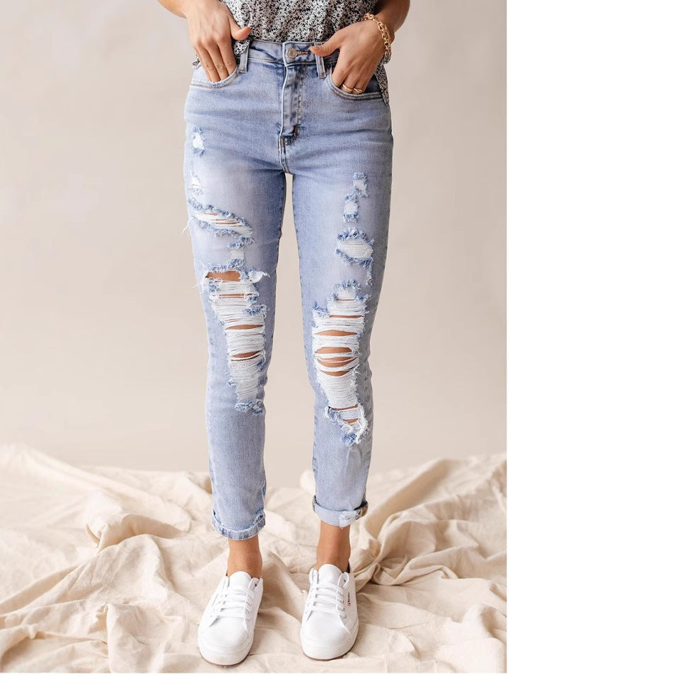 High-Waist Skinny Cropped Denim Pants