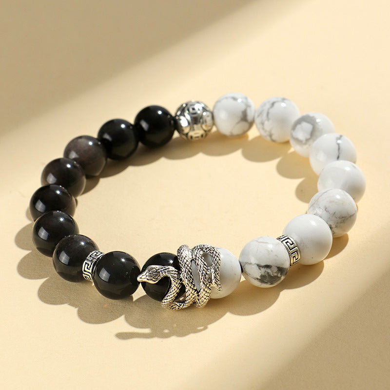 Silver Stone Snake Bracelet – Couple’s Blessing Style