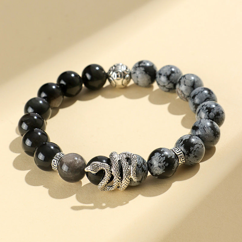 Silver Stone Snake Bracelet – Couple’s Blessing Style