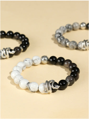Silver Stone Snake Bracelet – Couple’s Blessing Style