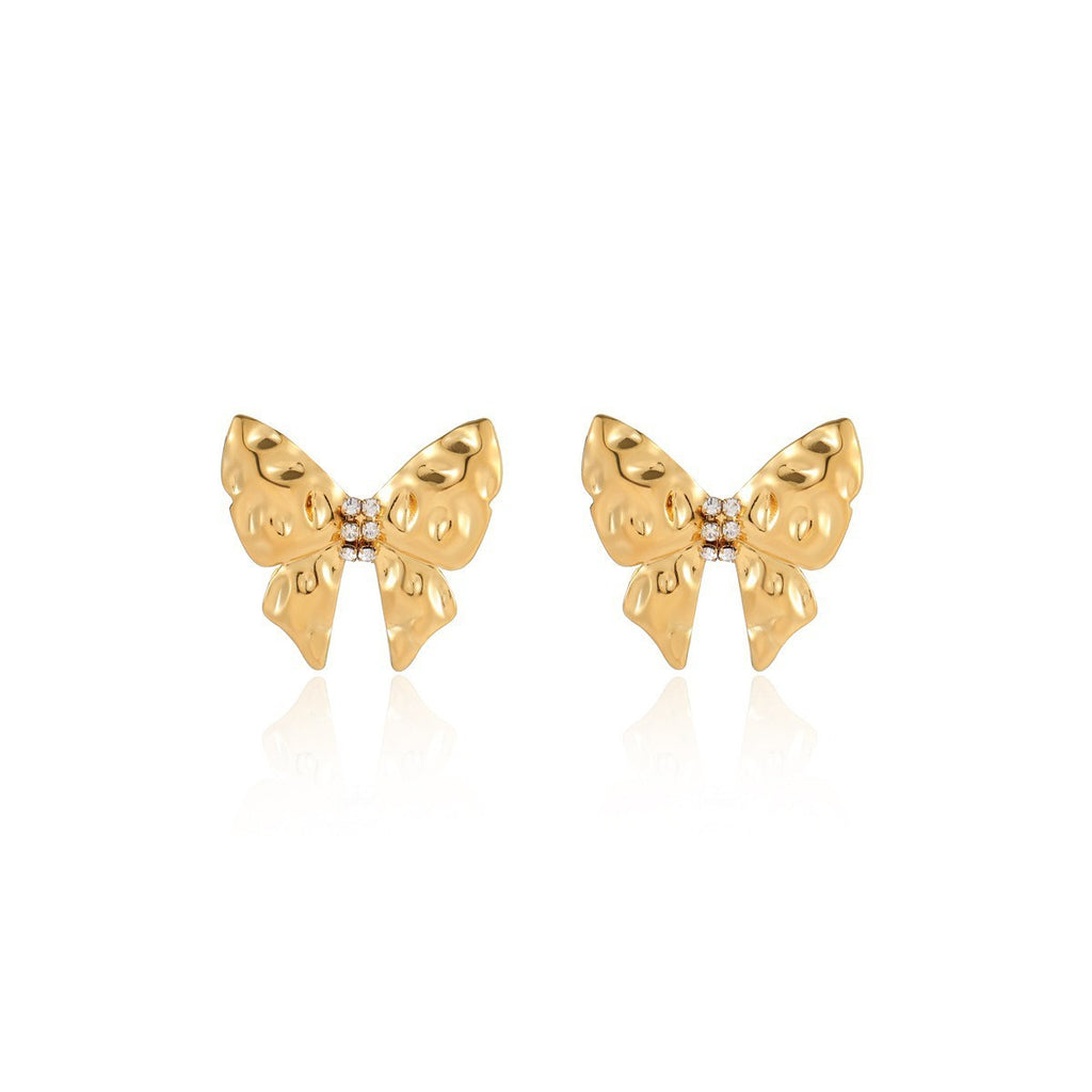 18K Gold-Plated Stainless Steel Bow Earrings – Fashion OL Style