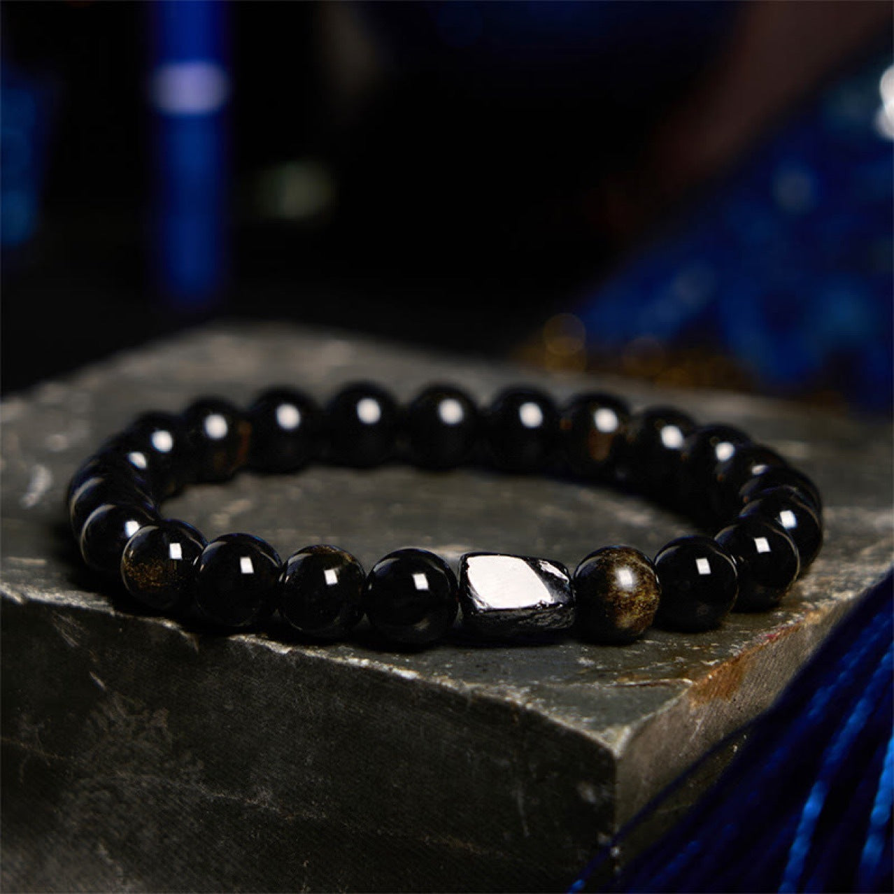 Obsidian Constellation Bead Bracelet