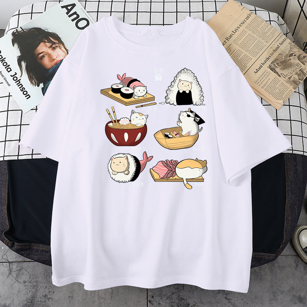 Cute Cat Sushi Short Sleeve