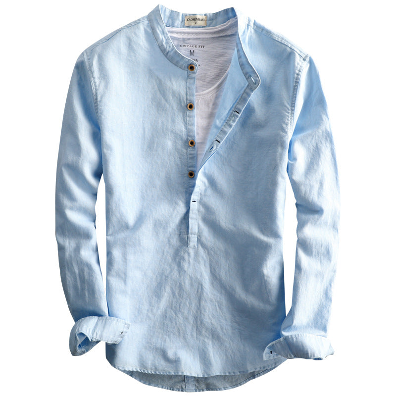 Simple Long Linen Sleeves Shirt