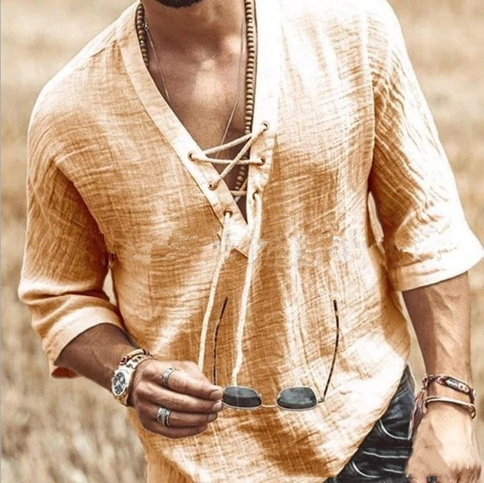 Lace Up Mid Sleeved T-shirt