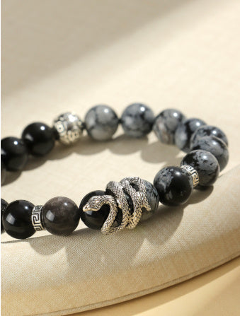 Silver Stone Snake Bracelet – Couple’s Blessing Style