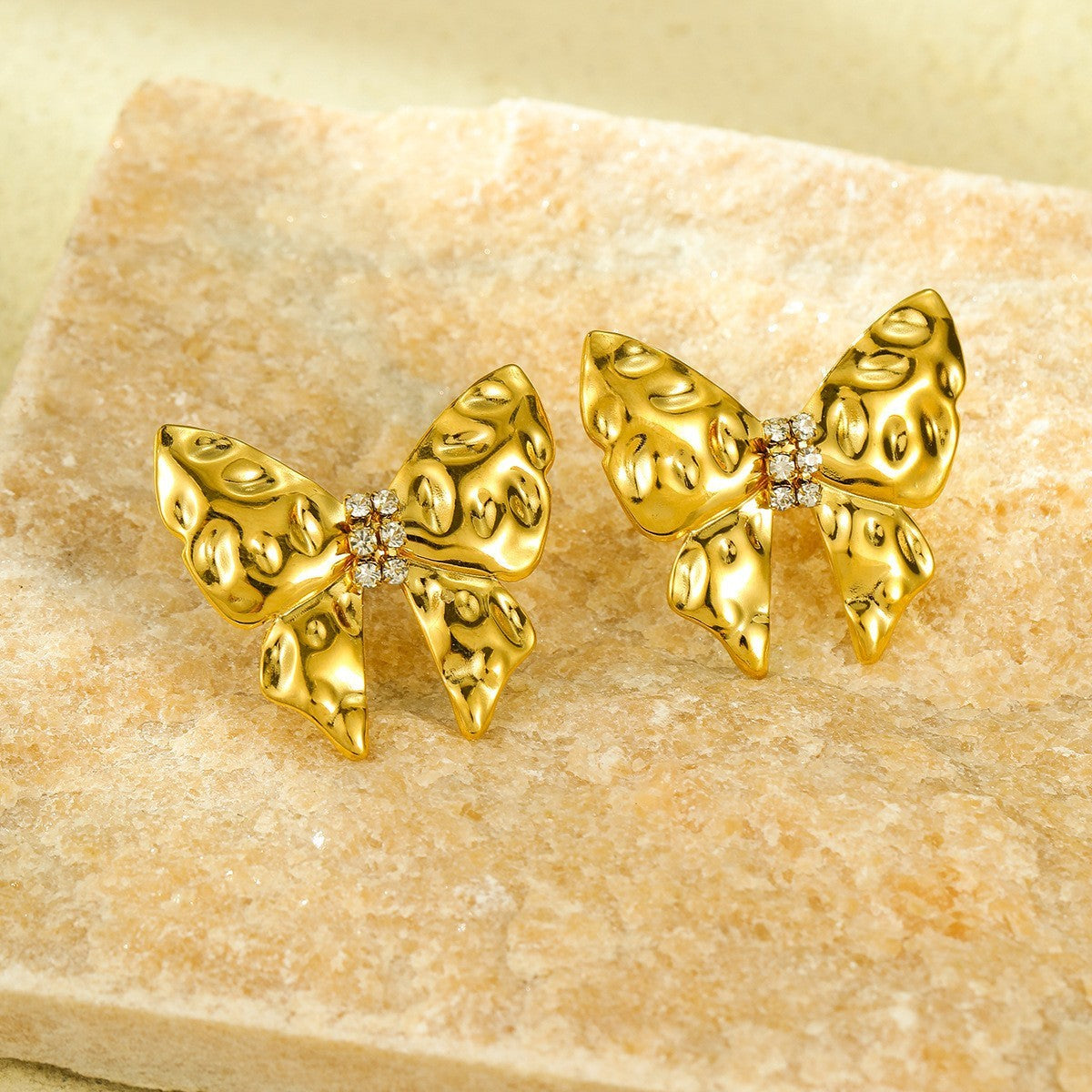 18K Gold-Plated Stainless Steel Bow Earrings – Fashion OL Style