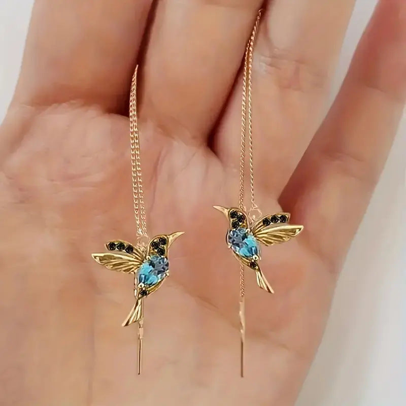 Zircon Bird Wing Drop Earrings – Elegant Animal-Inspired Jewelry