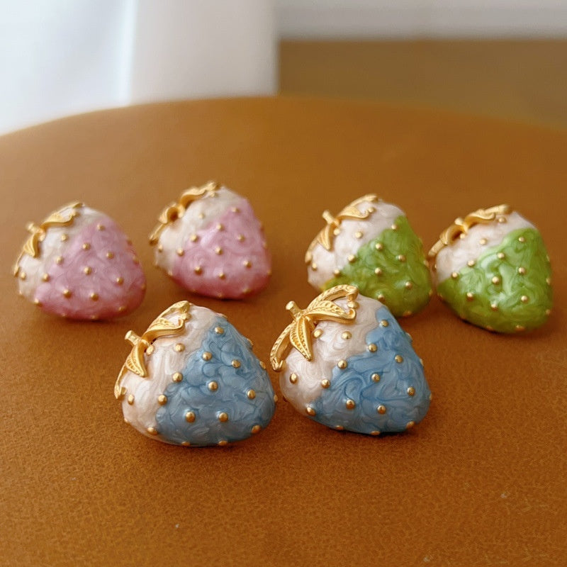 Pastel Strawberry Fruit Earrings – Pastoral Style