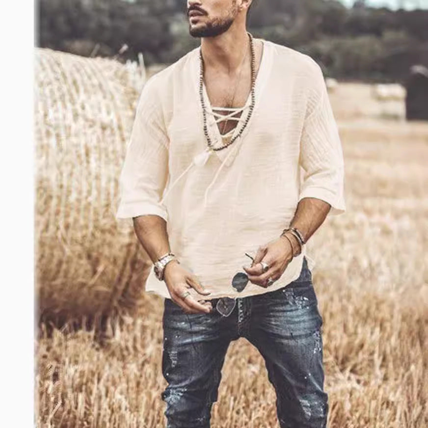 Lace Up Mid Sleeved T-shirt