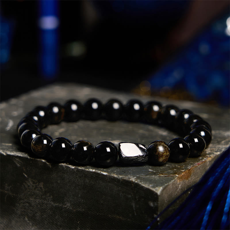 Obsidian Constellation Bead Bracelet