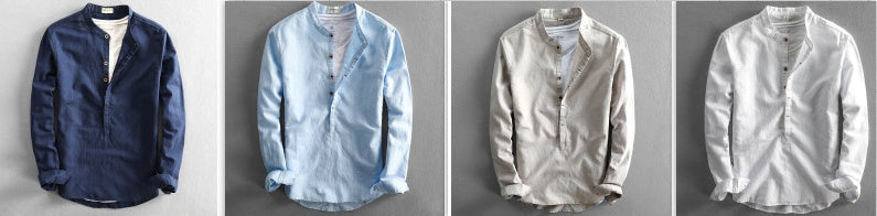 Simple Long Linen Sleeves Shirt