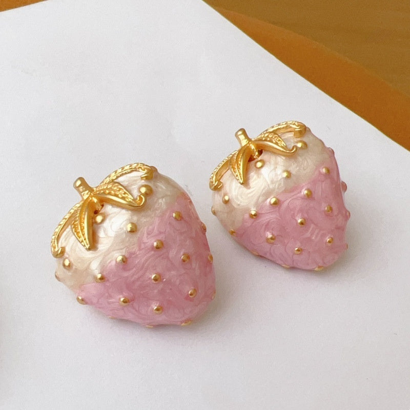 Pastel Strawberry Fruit Earrings – Pastoral Style