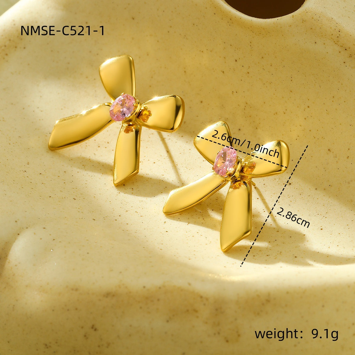 18K Gold-Plated Stainless Steel Bow Earrings – Fashion OL Style