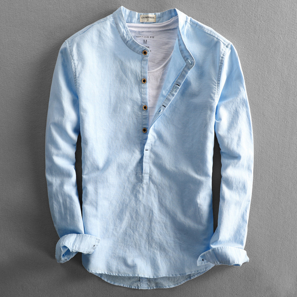 Simple Long Linen Sleeves Shirt