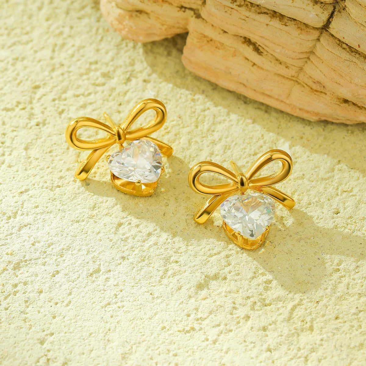 18K Gold-Plated Stainless Steel Bow Earrings – Fashion OL Style