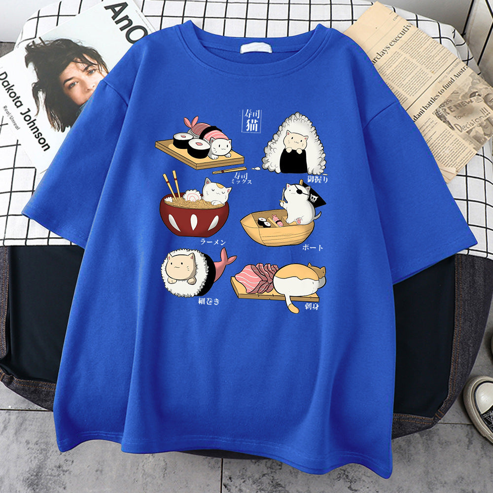 Cute Cat Sushi Short Sleeve