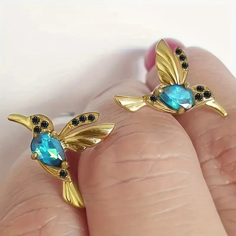 Zircon Bird Wing Drop Earrings – Elegant Animal-Inspired Jewelry