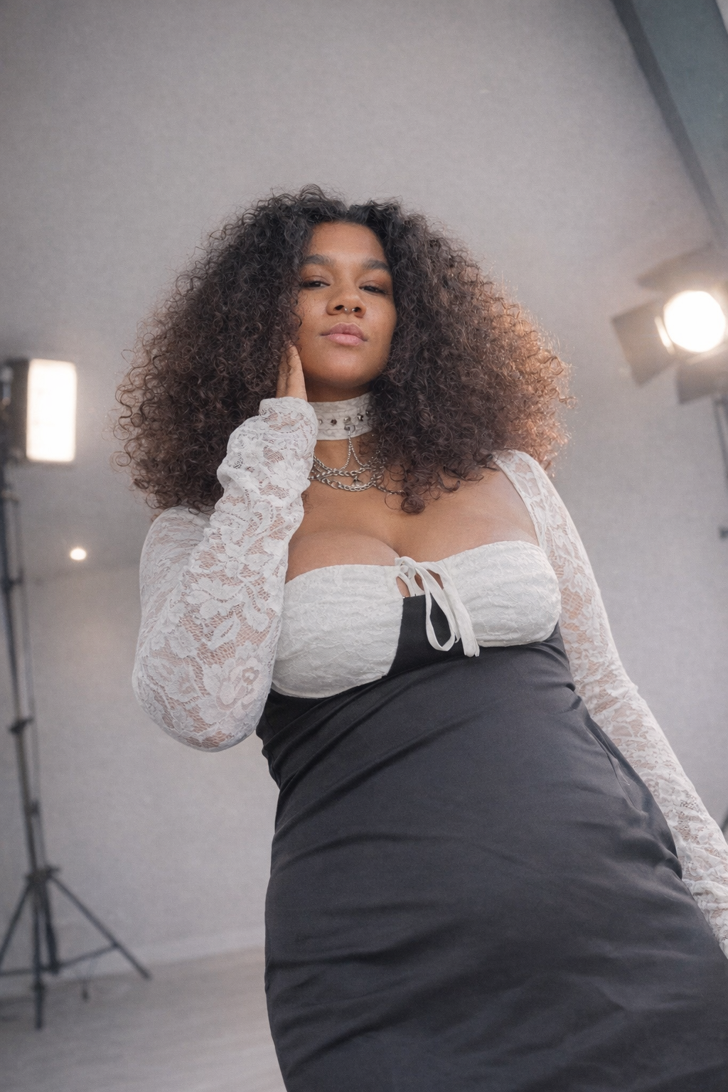 Lace Long Sleeve Mini Dress