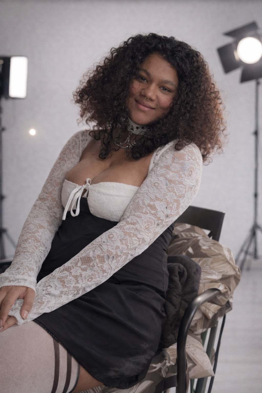 Lace Long Sleeve Mini Dress