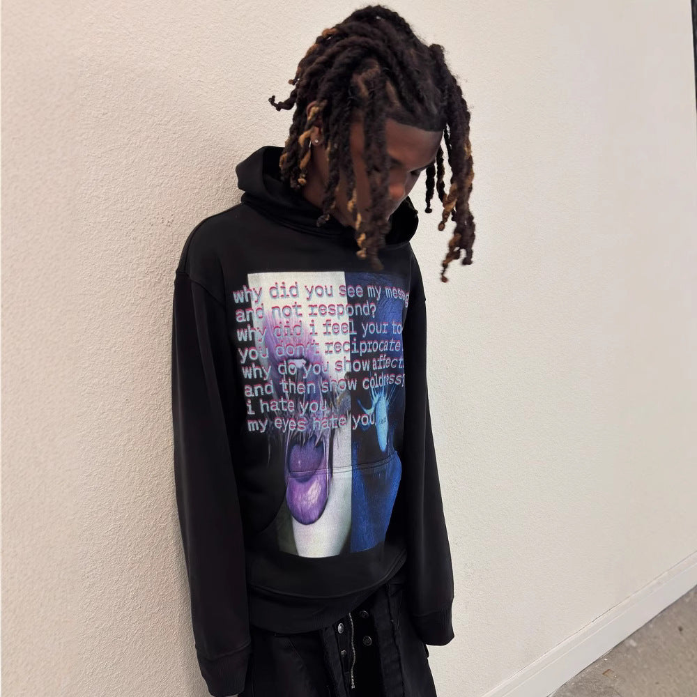 Printed Long Sleeve Pullover Hoodie