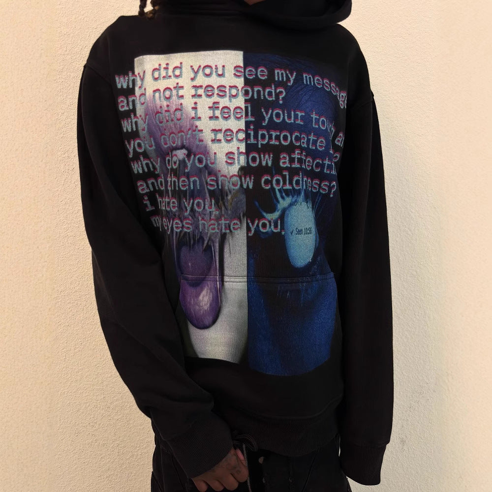 Printed Long Sleeve Pullover Hoodie