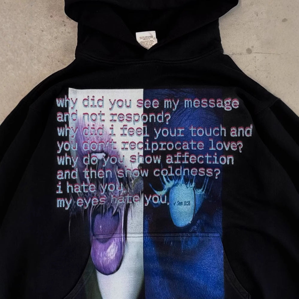 Printed Long Sleeve Pullover Hoodie