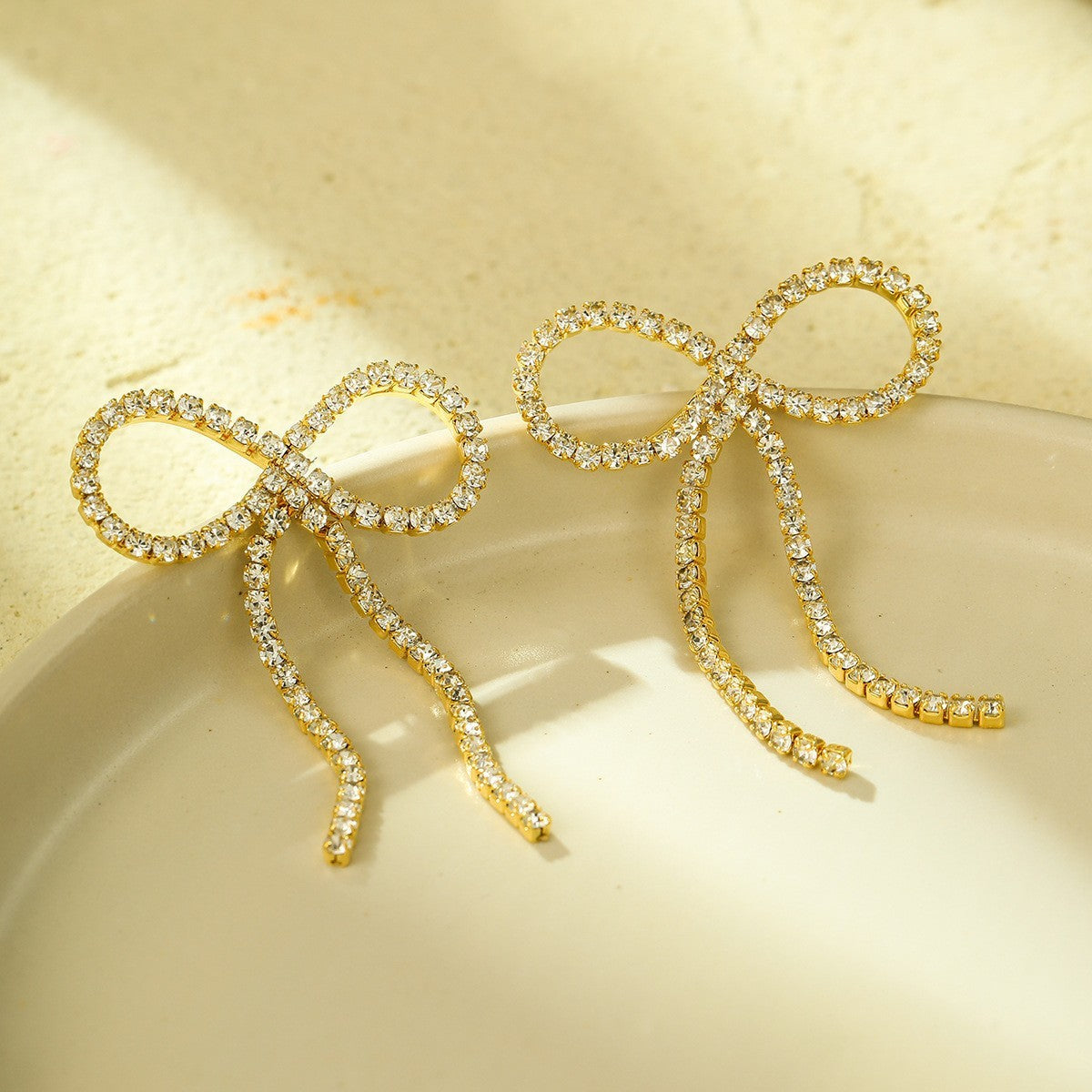 18K Gold-Plated Stainless Steel Bow Earrings – Fashion OL Style