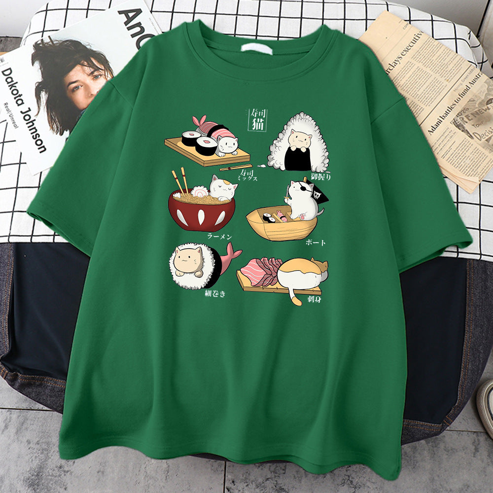 Cute Cat Sushi Short Sleeve