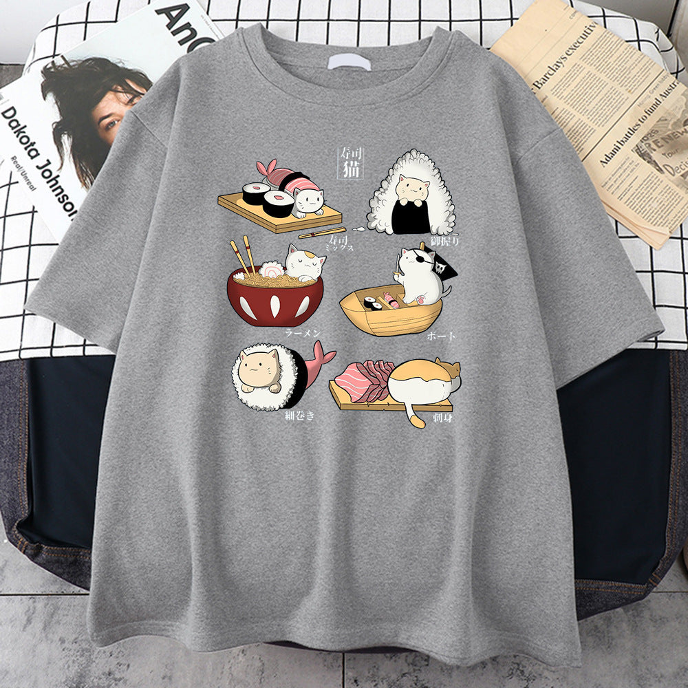 Cute Cat Sushi Short Sleeve