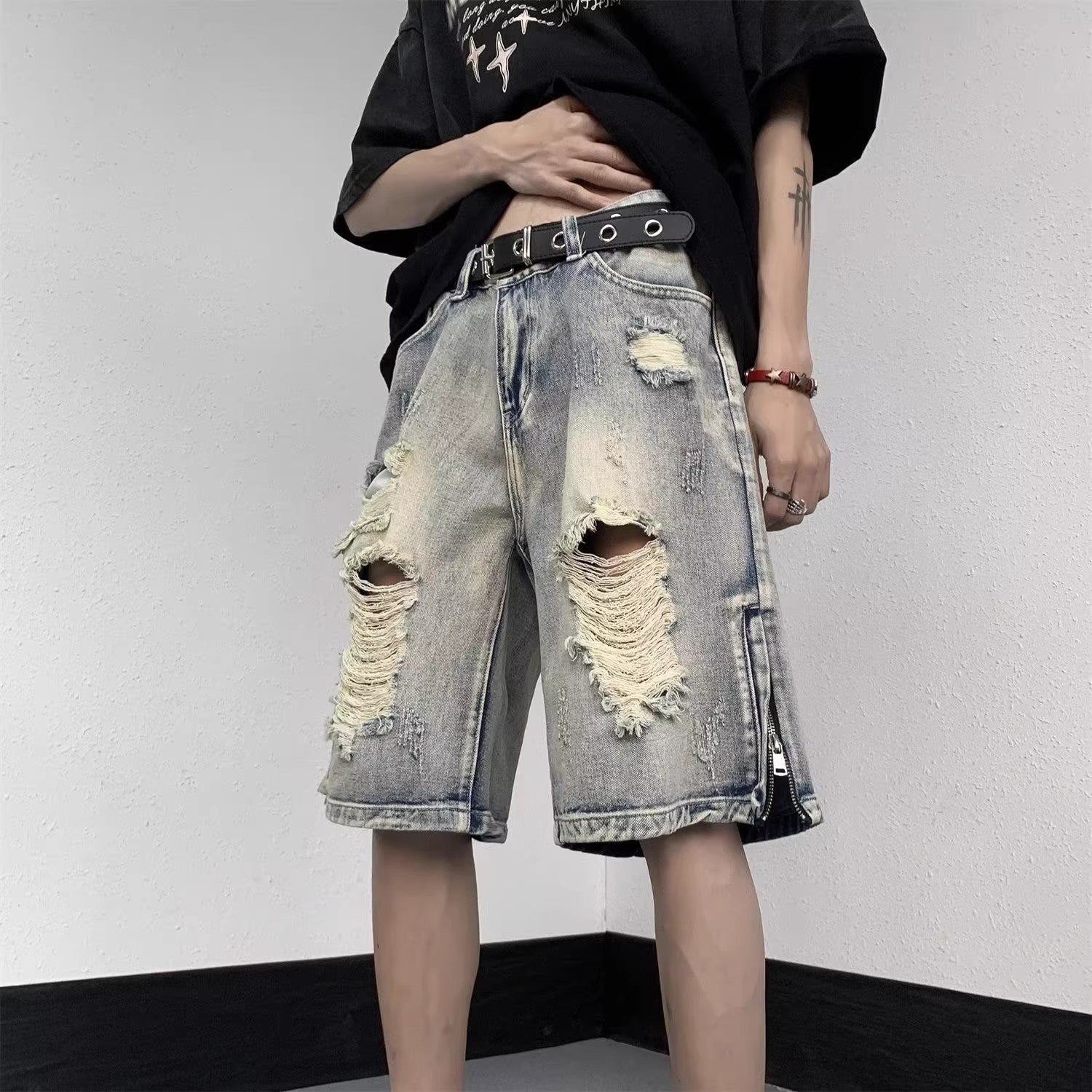 Tattered Denim Shorts