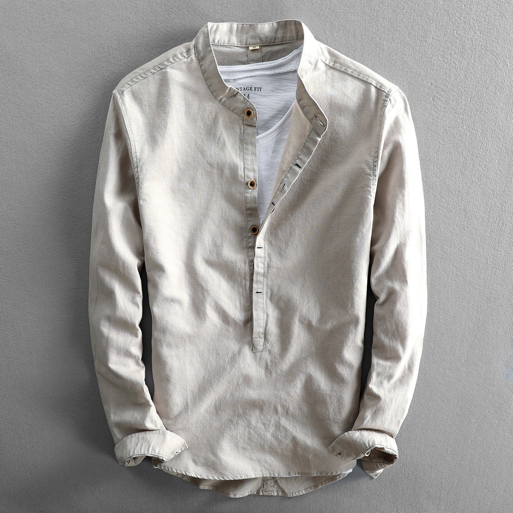 Simple Long Linen Sleeves Shirt