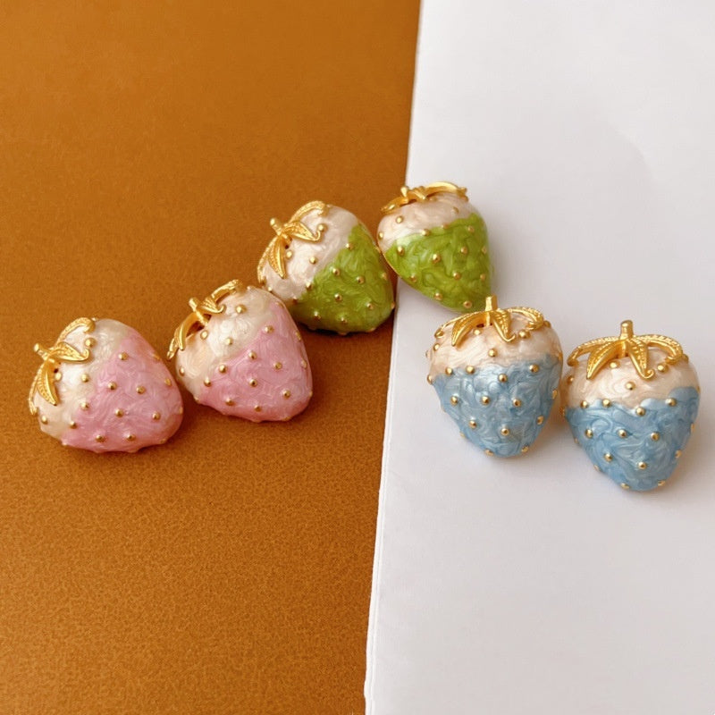 Pastel Strawberry Fruit Earrings – Pastoral Style