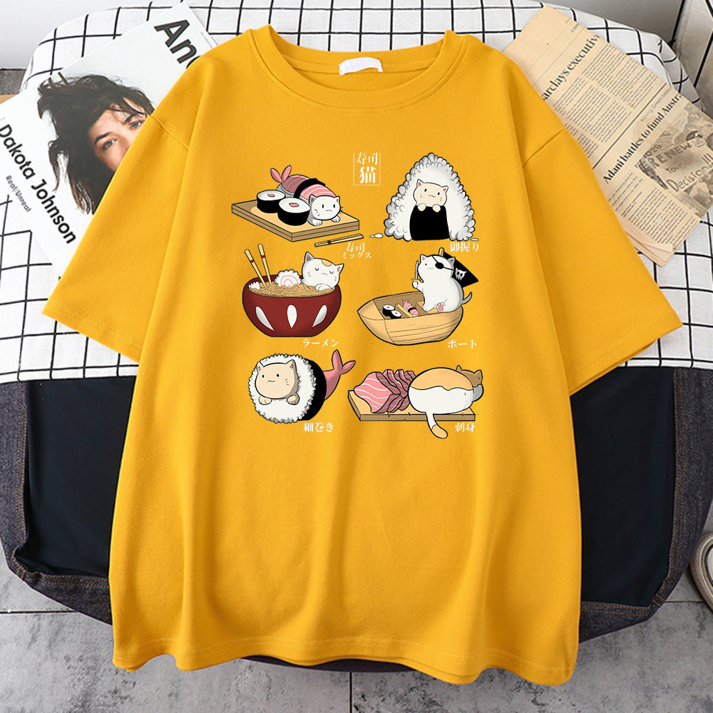 Cute Cat Sushi Short Sleeve