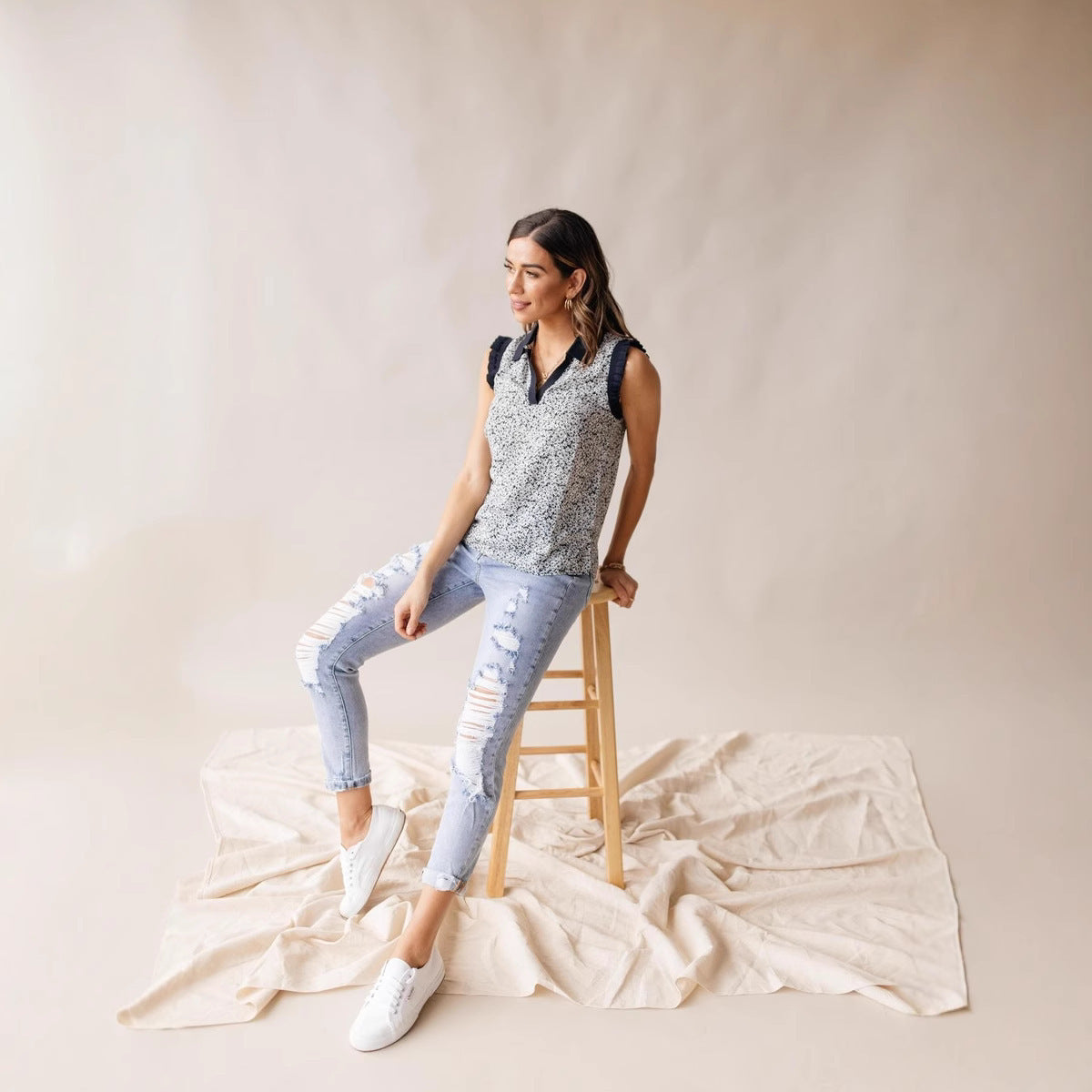 High-Waist Skinny Cropped Denim Pants